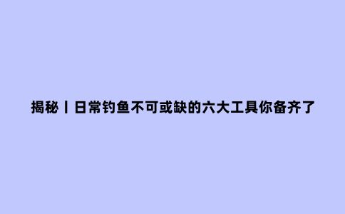 揭秘丨日常钓鱼不可或缺的六大工具你备齐了吗？