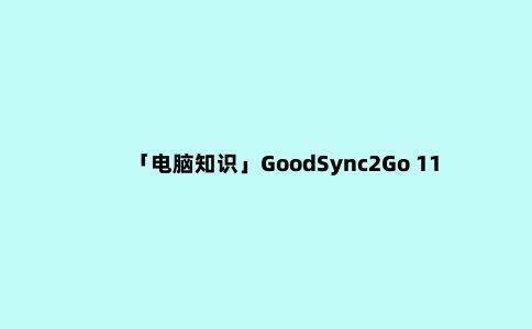 「电脑知识」GoodSync2Go 11.10.4.4 中文注册便携版备份还原工具