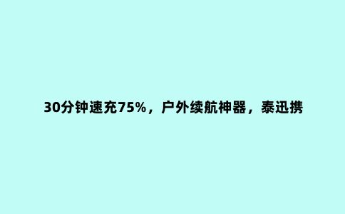 30分钟速充75%，户外续航神器，泰迅携两款新品来了