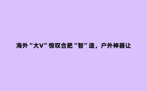 海外“大V”惊叹合肥“智”造，户外神器让参观者爱不释手