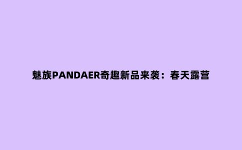 魅族PANDAER奇趣新品来袭：春天露营神器？